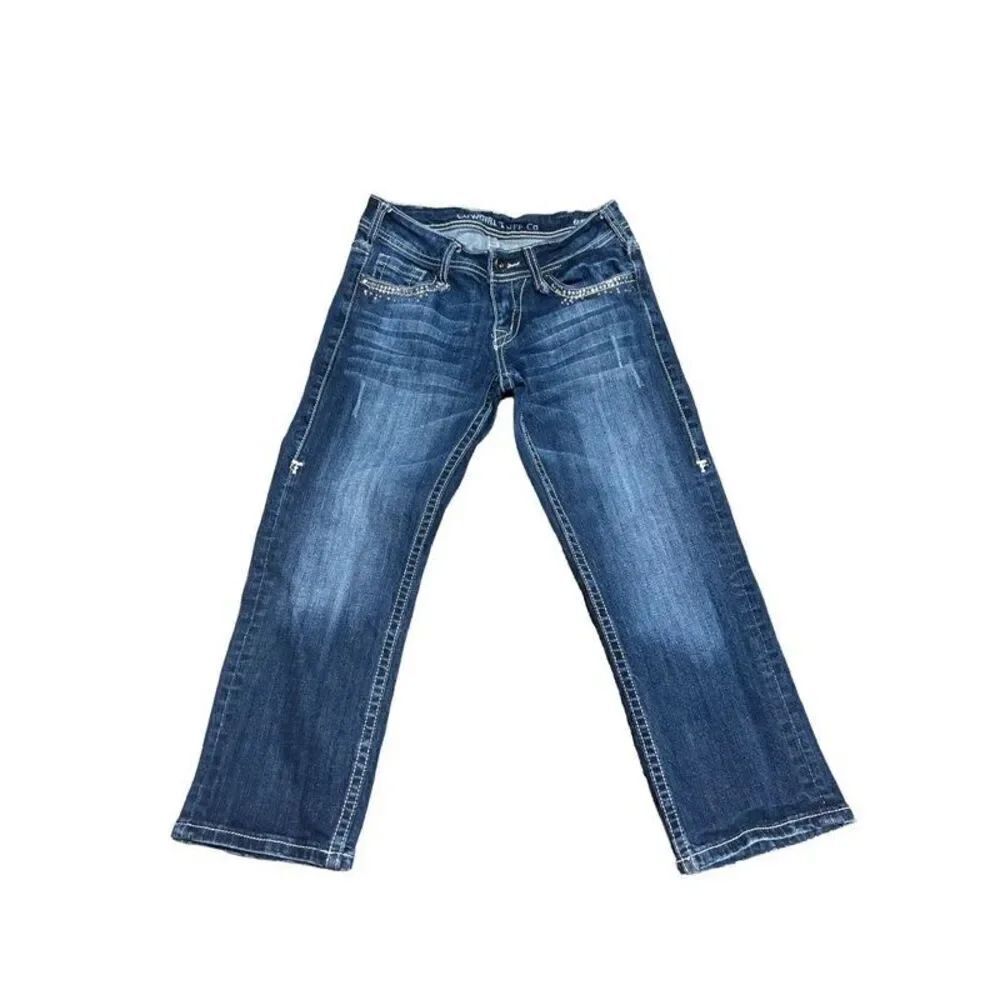 Cowgirl Tuff Rhinestoned Denim Capri Cropped Jeans Size 25